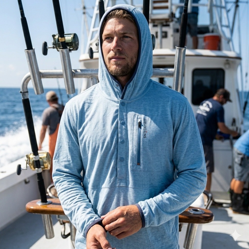 Grundens Shorebreak Performance Hoodie Mens XXL Blue 40030 Drirelease Fishing